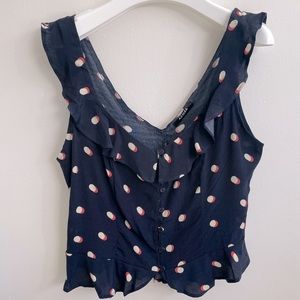 Azalea Navy sleeveless button down top